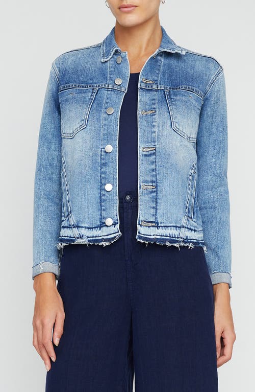 L'AGENCE Tatiana Release Hem Denim Trucker Jacket in Cordova at Nordstrom, Size Xx-Small