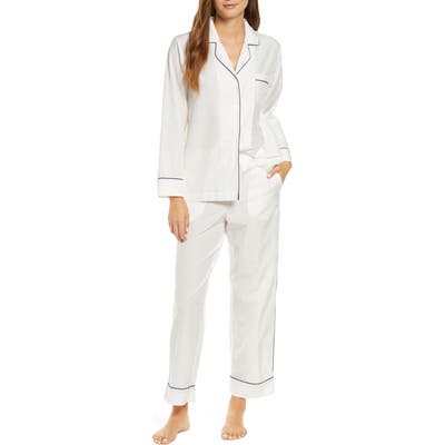 Papinelle Mia Cotton & Silk Pajamas, White