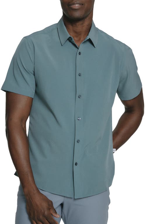 Siena Solid Short Sleeve Performance Button-Up Shirt in Seafoam
