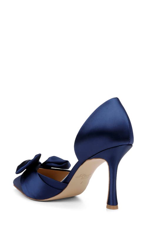 Jewel Badgley Mischka Women's Sidney Slip On Evening Bow Pumps In Navy Satin