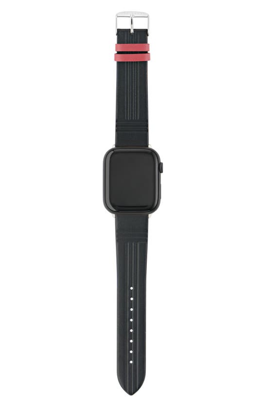Shop Ted Baker Leather 22mm Apple Watch® Watchband In Black