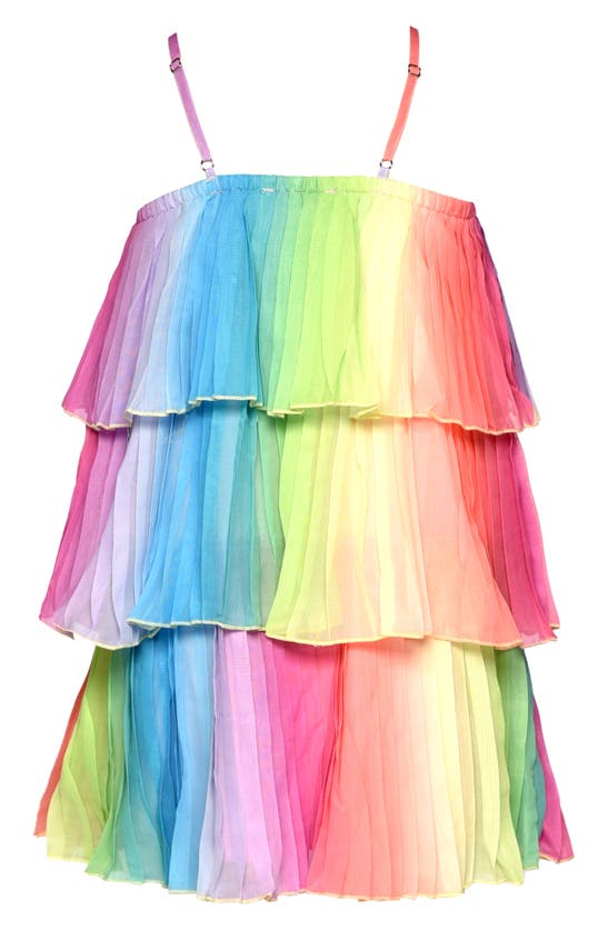 Shop Baby Sara Kids' Rainbow Tiered Dress In Pink Multi