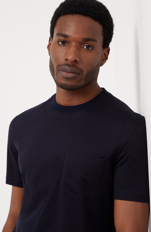 Shop Brunello Cucinelli Jersey T-shirt With Chest Pocket In Navy Blue