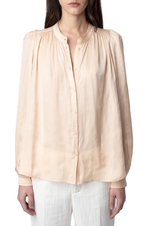Zadig & Voltaire Tchin Band Collar Satin Blouse at Nordstrom,