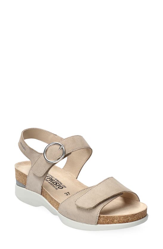 Shop Mephisto Oriana Strappy Wedge Sandal In Warm Grey