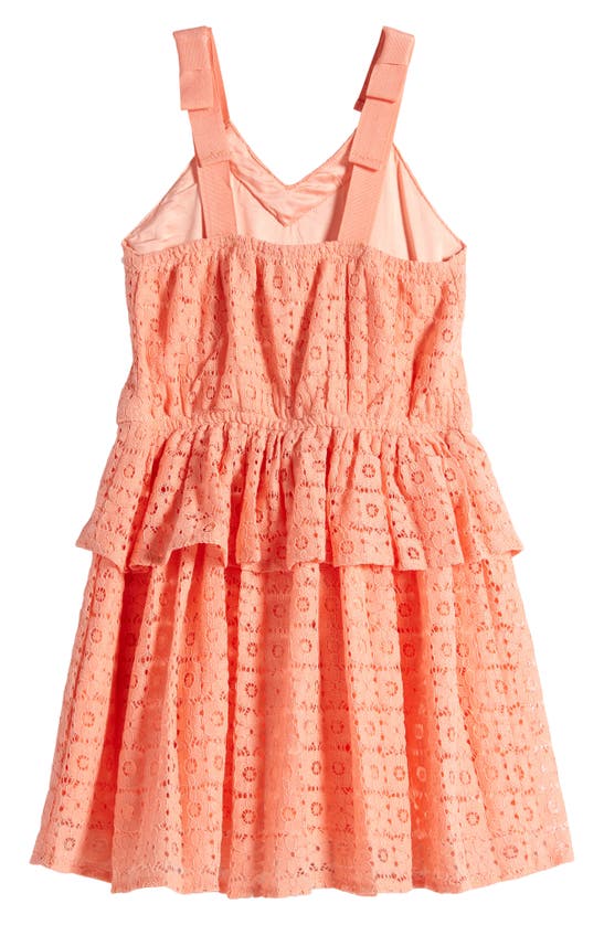 Shop Bcbg Girls Bcbg Kids' Ruffle Cotton Blend Lace Party Dress In Sherbert