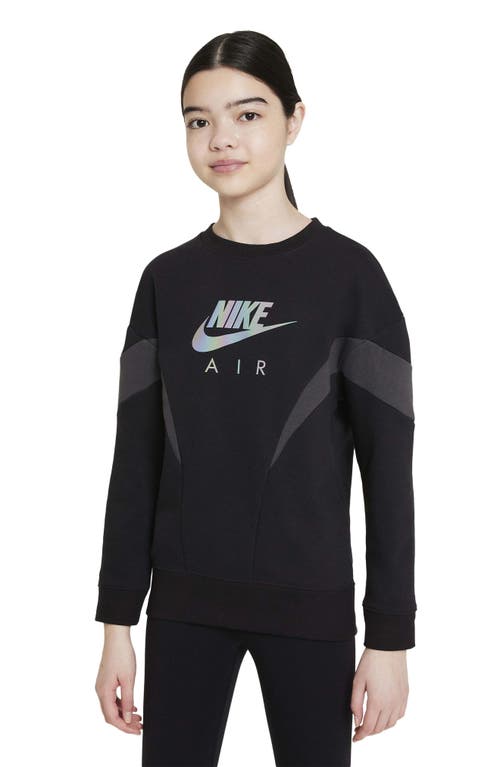 Shop Nike Kids' Air French Terry Logo Sweatshirt In Black/dark Smoke Grey