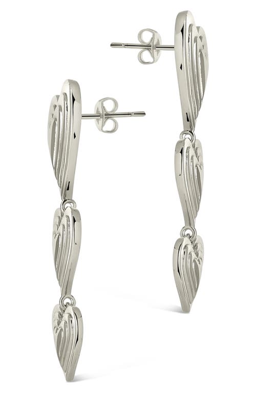 Sterling Forever Beating Heart Linear Drop Earrings In Silver