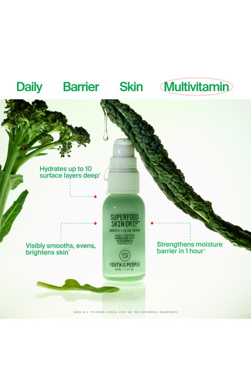 Youth To The People Superfood Skin Drip Smooth + Glow Barrier Serum With Peptides + Niacinamide In Green