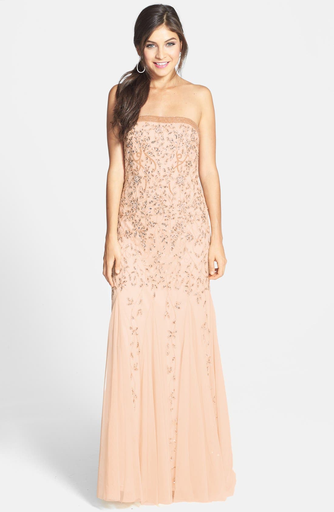 Adrianna Papell Beaded Mesh Gown | Nordstrom