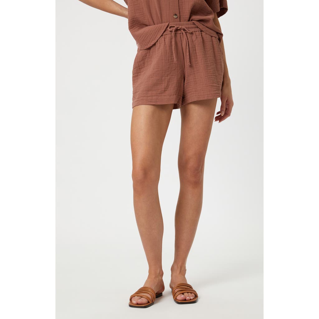 Mavi Jeans Cotton Gauze Drawstring Shorts In Brownie