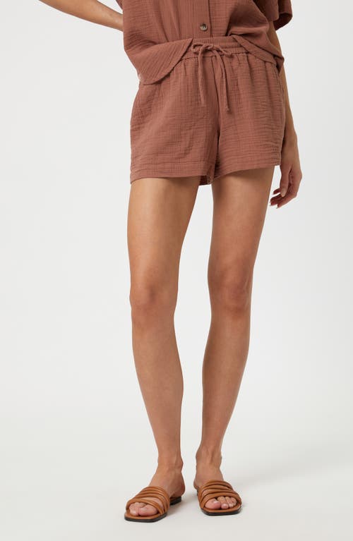 Mavi Jeans Cotton Gauze Drawstring Shorts Brownie at Nordstrom,