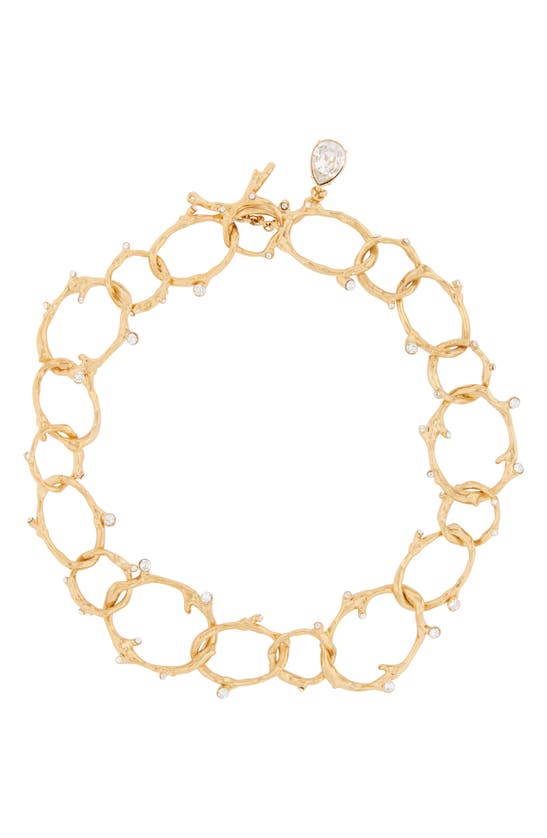 Shop Oscar De La Renta Crystal Branch Necklace In Gold