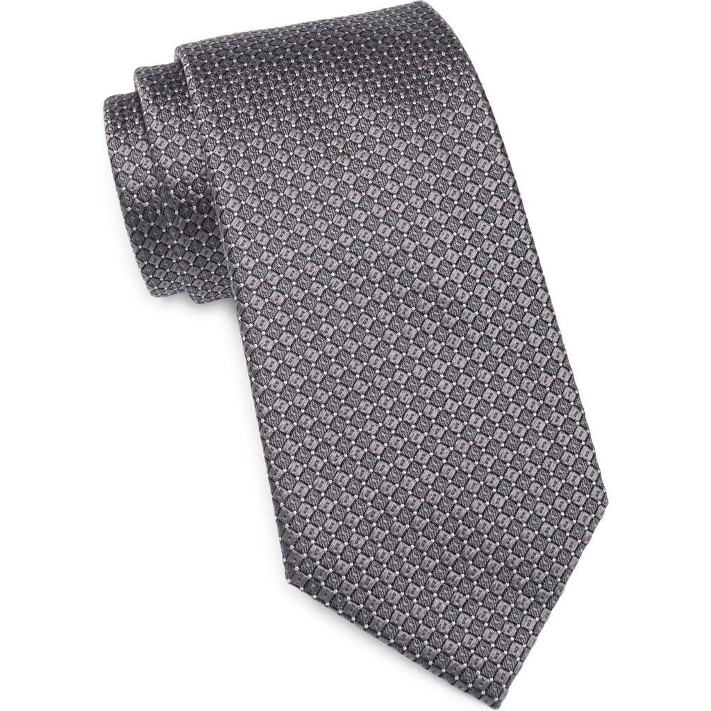 Duchamp Neat Dot Silk Tie In Gray