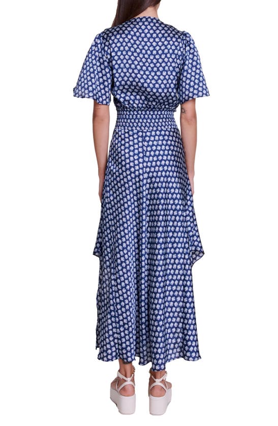 Shop Maje Rachelonina Print Maxi Dress In Clover Navy/ Ecru