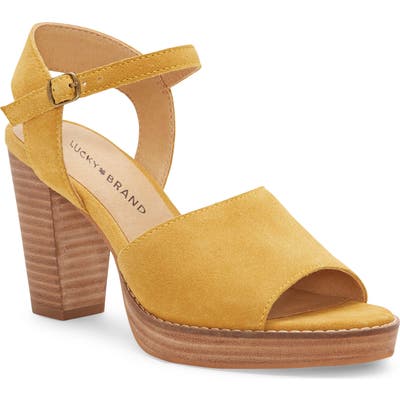 Lucky Brand Naika Ankle Strap Platform Sandal, Yellow