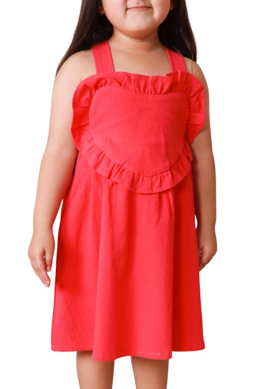 TINY TRIBE Kids' Ruffle Heart Cotton Dress Raspberry at Nordstrom,