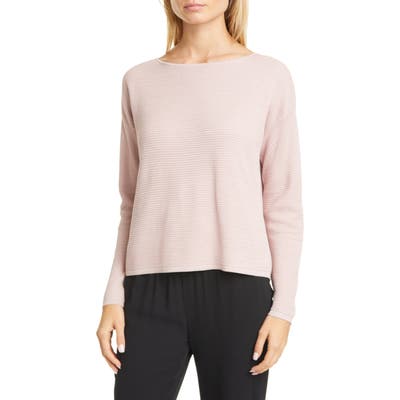 Eileen Fisher Bateau Neck Silk Blend Top, Purple