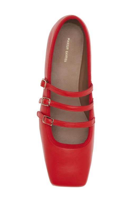 Shop Mansur Gavriel Square Toe Mary Jane Flat In Poppy