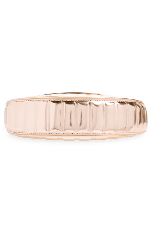Tory Burch Mini Fleming Soft Metallic Crescent Shoulder Bag In Rose Gold