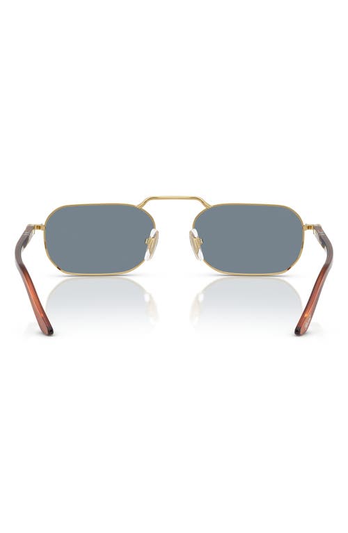 Persol 57mm Polarized Rectangular Sunglasses In Gold/brown/light Blue