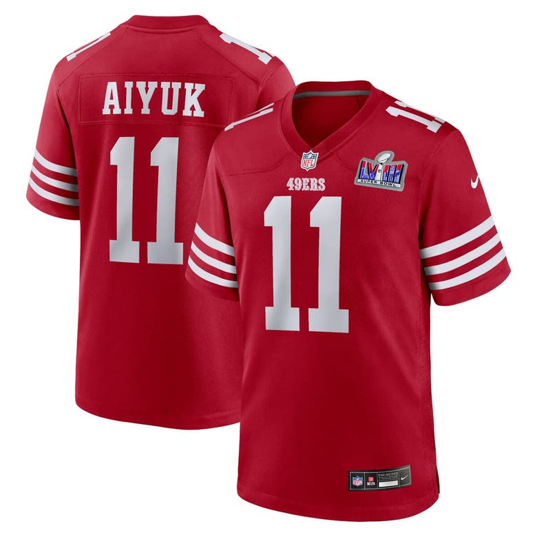 Shop Nike Brandon Aiyuk Scarlet San Francisco 49ers Super Bowl Lviii Game Jersey