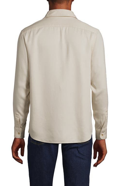 Shop Lands' End Relaxed Twill Shirt In Antique Alabaster