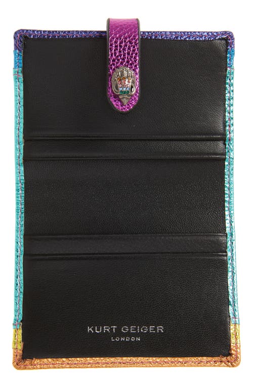 Shop Kurt Geiger London Multi Metallic Leather Card Holder In Turquoise