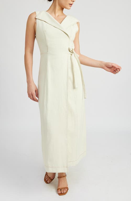 Shop En Saison Areli Denim Faux Wrap Dress In Ivory