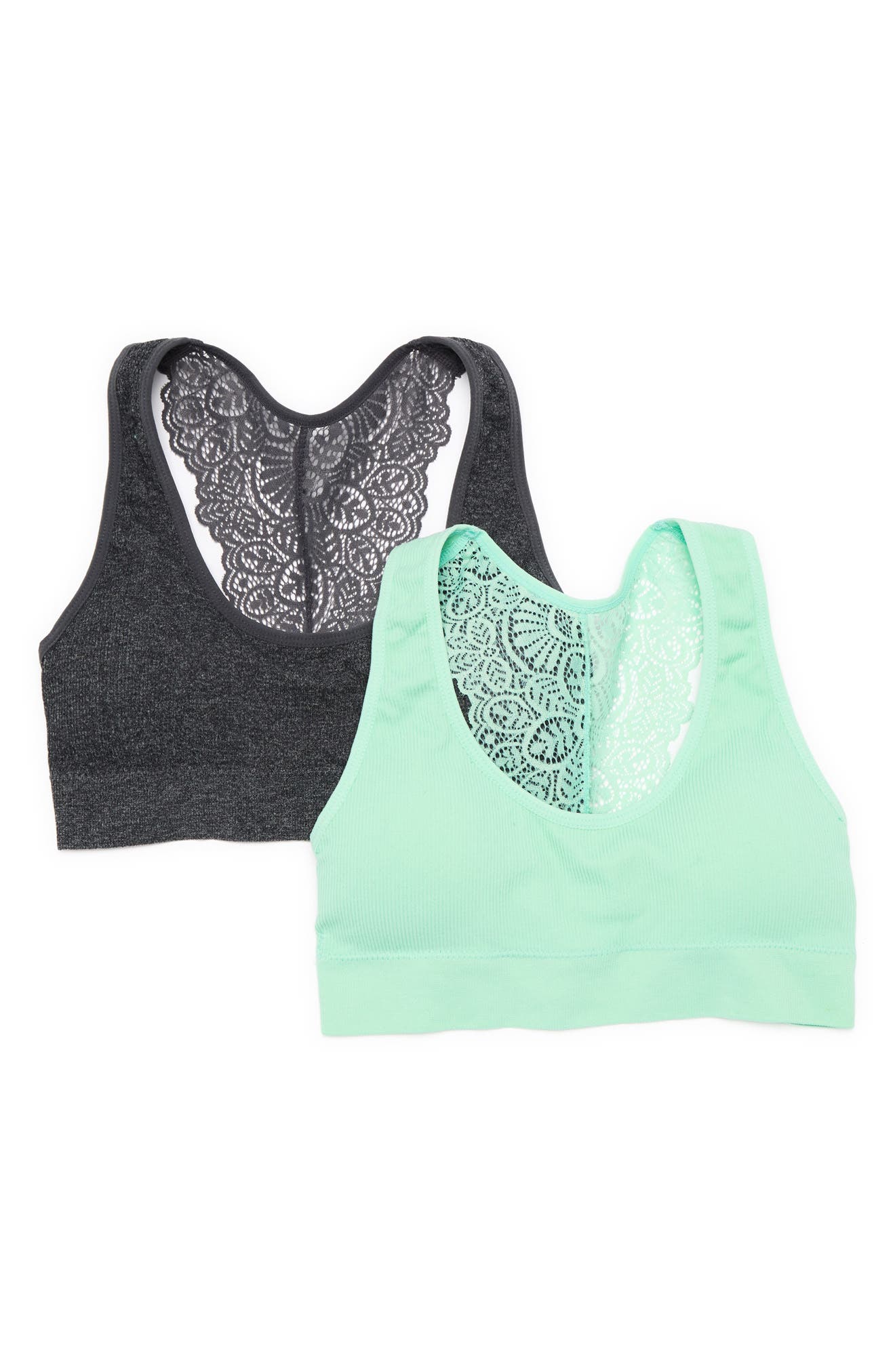 C&c California Rib Seamless Comfort Bra In Brook Green/heather Grey
