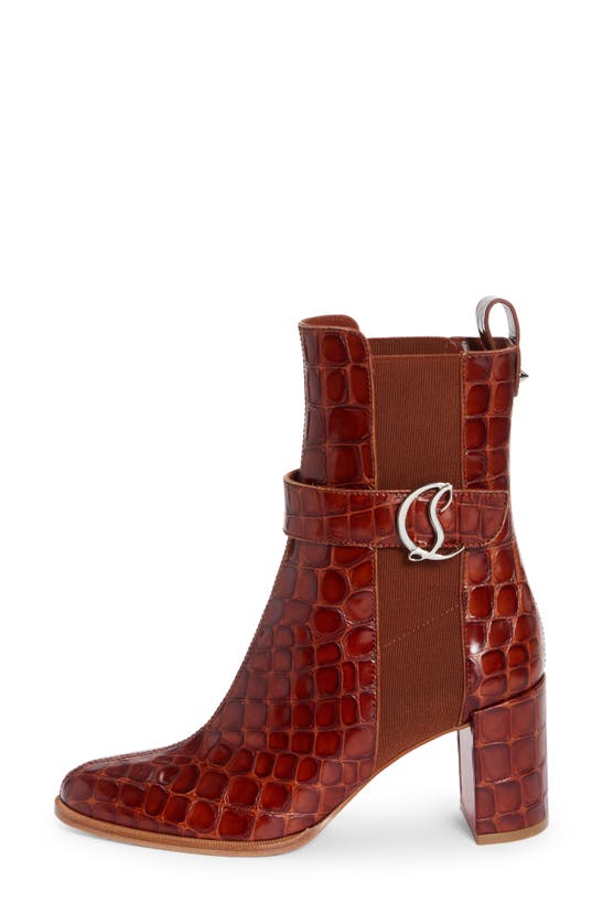 Shop Christian Louboutin Croc Embossed Chelsea Boot In Acajou