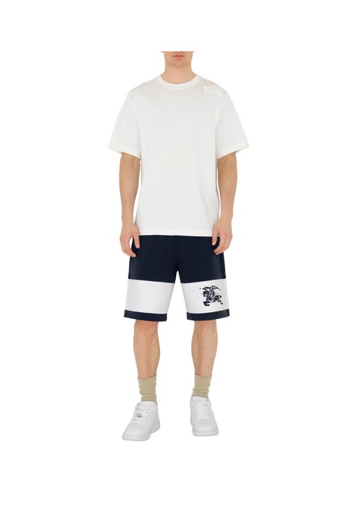 Shop Burberry Ekd Stripe Cotton Shorts In Storm