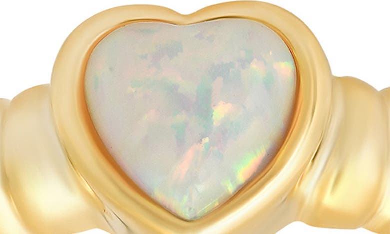 Queen Jewels Bezel Set Heart Ring In Gold/opal