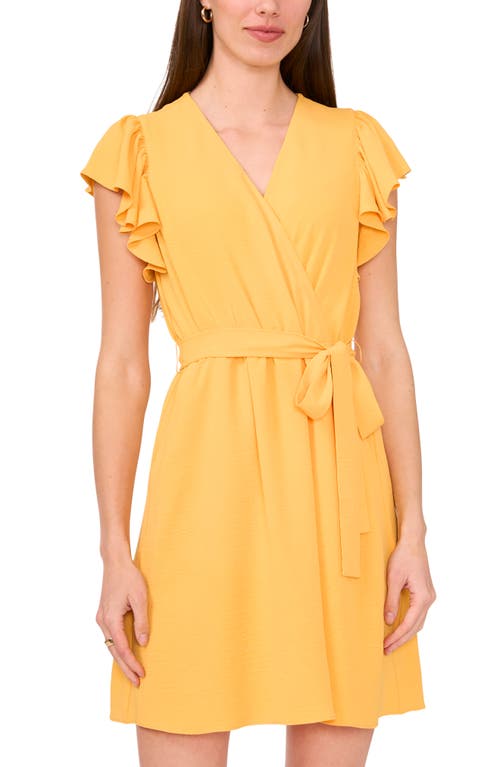 Shop Halogen ® Flutter Sleeve Tie Waist Dress In Mango Pop Orange