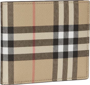 Burberry Men's Checkered Textured Leather Bifold Wallet