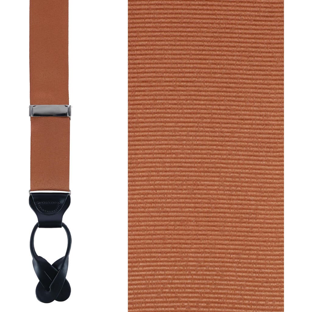 Trafalgar Phoenix 38mm Grosgrain Non Stretch Ribbon Button End Suspenders In Dark Khaki