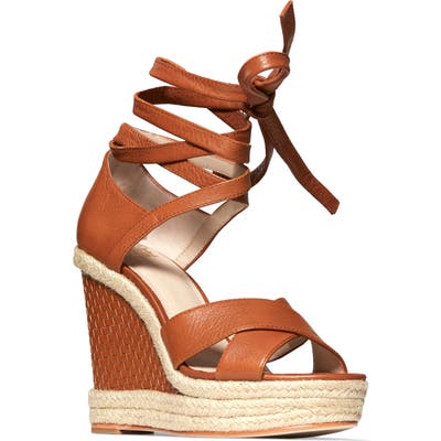 Paige Talia Wedge Ankle Wrap Sandal, Brown