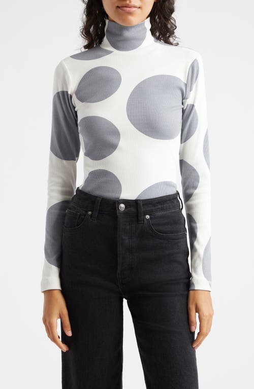 Marimekko Lumia Klaava Cotton Rib Turtleneck in Off White Grey 