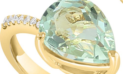 Effy 14k Yellow Gold Green Quartz & Diamond Bypass Ring In Yellow Gold/green