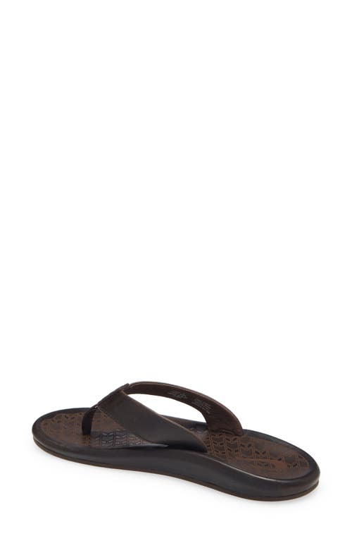 Shop Olukai Ilikai Flip Flop In Dk Wood/dk Wood