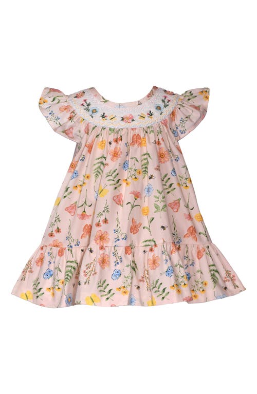 Iris & Ivy Butterfly Floral Smocked Cotton Poplin Dress Bloomers Set Light Pink at Nordstrom,