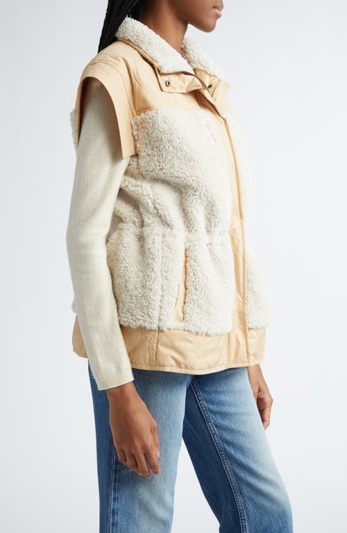 Shop Ulla Johnson Shiloh Faux Shearling Mixed Media Vest In Driftwood