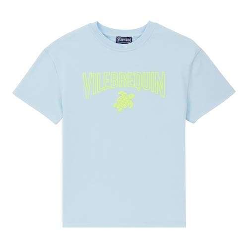 Shop Vilebrequin Kids' Organic Cotton T-shirt In Fleur De Lin Chine