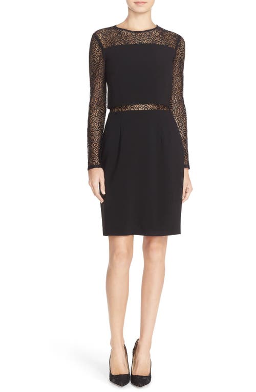 Aidan Mattox Aidan By  Mixed Media Popover Dress In Black