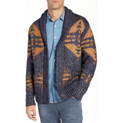 Schott Nyc Geo Pattern Cardigan, Blue