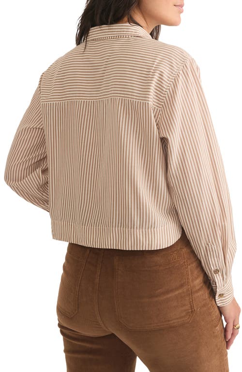 Shop Marine Layer Mila Stripe Crop Button-up Shirt In Coconut Stripe