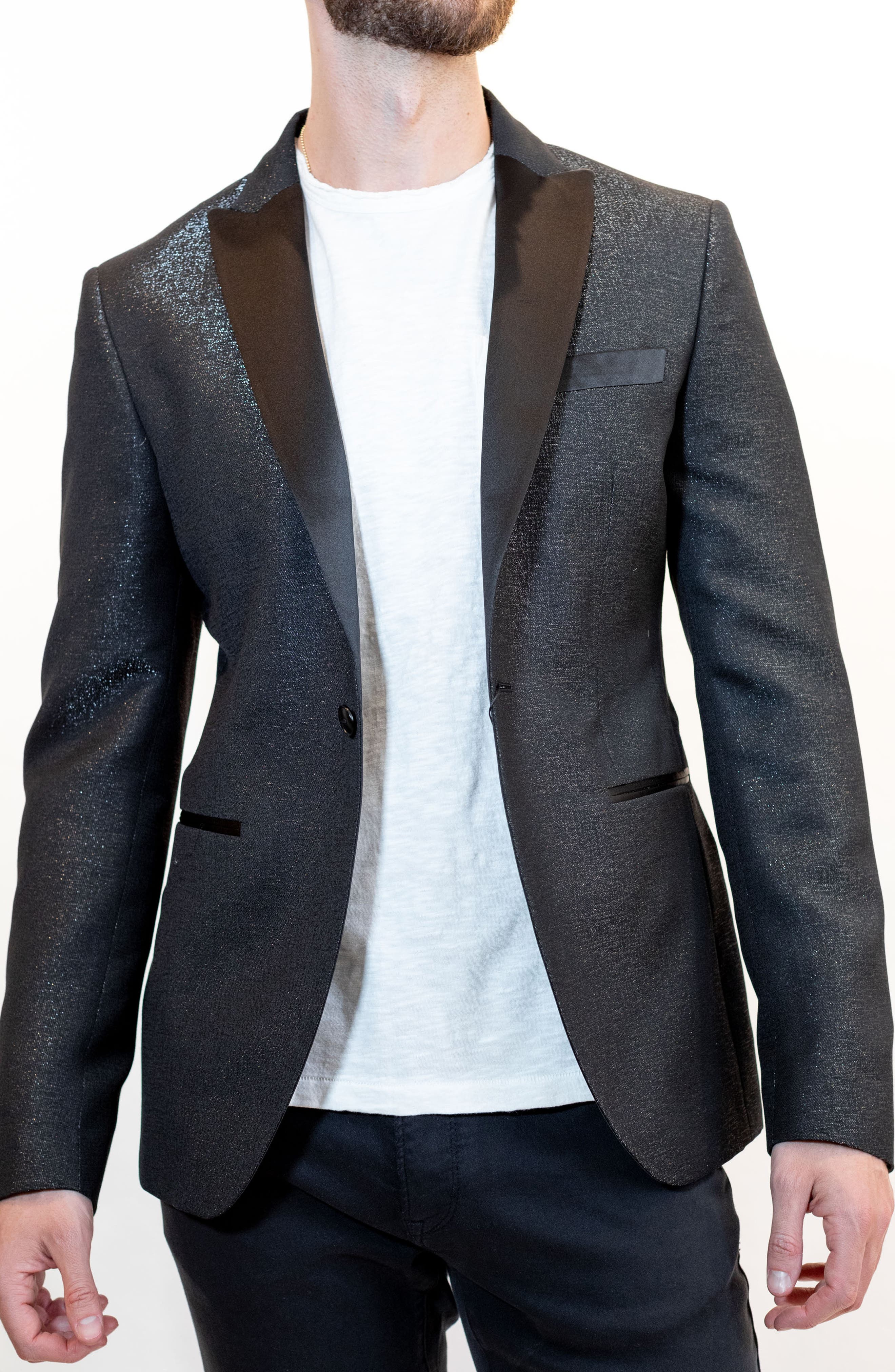 John Varvatos Bonnie Wool Blend Dinner Jacket in Black 