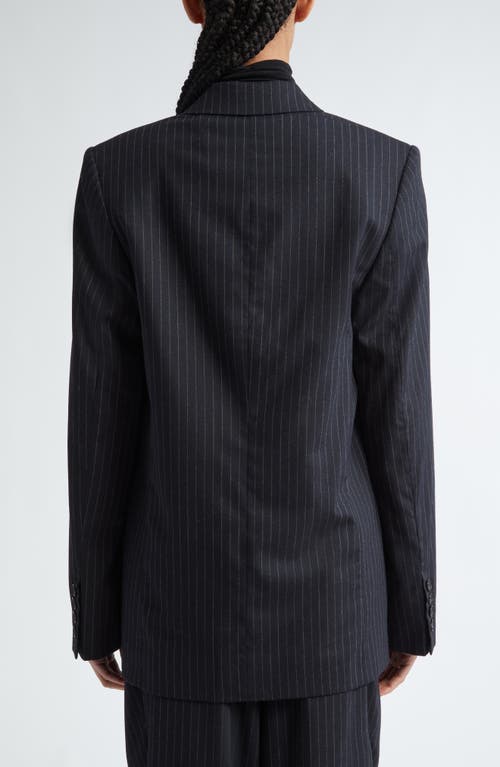 Shop Totême Toteme Pinstripe Wool Blend Tailored Jacket In Navy