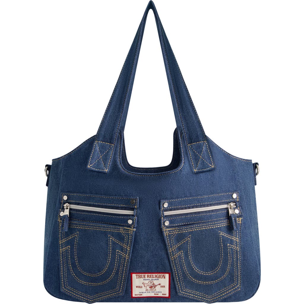 True Religion Brand Jeans Horseshoe Denim Satchel In Medium Blue