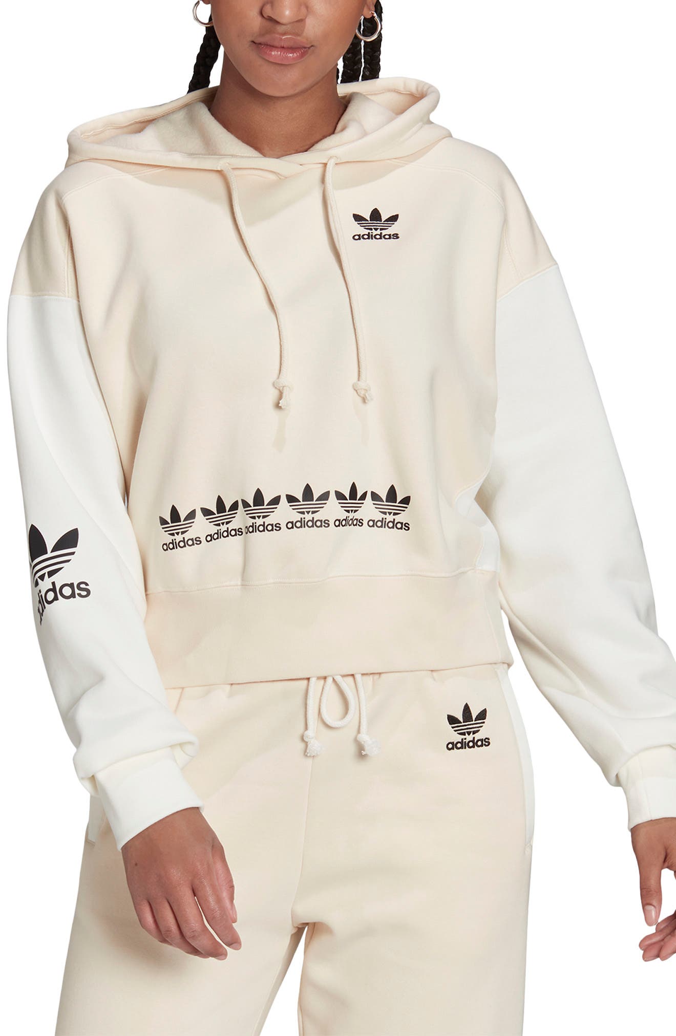 cream adidas hoodie womens